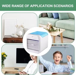 Draagbare airconditioner, USB-voeding, mini draagbare luchtkoeler, raamairconditioner, multifunctionele knopbediening, verkoelend product voor de zomer, 3 ventilatorsnelheden, geschikt voor woonkamer, slaapkamer, camping - roze — thumbnail 3