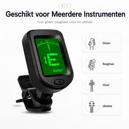 Stemapparaat Gitaar - Gitaarstemmer - Geschikt voor gitaar, bas, viool, ukelele - Chromatisch stemmen - Gebruiksgemak - Zwart — thumbnail 4