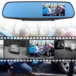 Full HD Autospiegeldashcam | Achteruitrijcamera | Nachtzicht | Loop-opname | 4,3-inch Display | 170° Voor | 120° Achter | 1080P | Dubbele Autocamera | Parkeermonitor | Achteruitrijmonitorsysteem — thumbnail 2