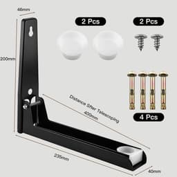 SnelShoppen - Set van 2 Wandbeugels voor Magnetron | Verstelbare RVS Houder voor Magnetron en Mini Oven | Zwart en Duurzaam — thumbnail 4