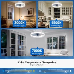 Vhr Zwarte Plafondventilator met Verlichting - Ventilator Lamp Plafond - Kroonluchter Ventilator - LED lamp - 33CM - Met Afstandsbediening — thumbnail 1