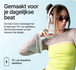 Fresh 'n Rebel Clam Core 2 - Draadloze Bluetooth Koptelefoon met Microfoon - 70 uur Speeltijd - Rijk en helder geluid - Verbind 2 apparaten tegelijk - Personal Sound App - Bekabeld luisteren via USB-C (Ice Grey) — thumbnail 2
