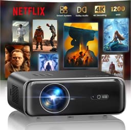 SnelShoppen - 4K-projector Draagbaar met 1200 ANSI, Netflix, Autofocus, Keystone, Wifi, Bluetooth, FHD 1080P, HDR10, WLAN voor Buiten, Zoom 50% - Thui — thumbnail 1