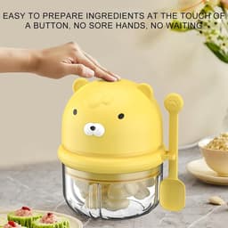 Handmatige Keuken Chopper - Groente Hakker - Maaltijden Voorbereiden - Eenvoudige Reiniging - 350 ml - Geel — thumbnail 5