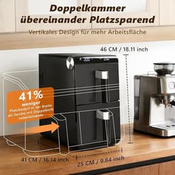 NETTLIFE Airfryer Dubbele Kamer 11L - 2800W - 13-in-1 Hetelucht Friteuse - Touchscreen met Timer - Vaatwasserbestendige Manden - 2 Bakmanden - voor Gezin - Zwart — thumbnail 4