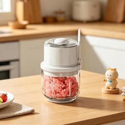 Elektrische Mini Chopper - Keukenhakker Knoflookmolen - Maaltijdvoorbereiding - Zes Precisie Messen - 13.5 cm - Wit — thumbnail 3