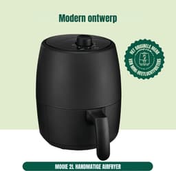 QORA® Mini airfryer - Airfryer - Airfryer klein - Zwart - 22cm x 28cm x 27cm — thumbnail 5