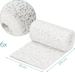 Navaris gipsverband kit - Huidvriendelijk gipsbuik pakket - Voor kunst, handvaardigheid, modelbouw en mallen - Set van 6 rollen - 3 m x 10 cm — thumbnail 5