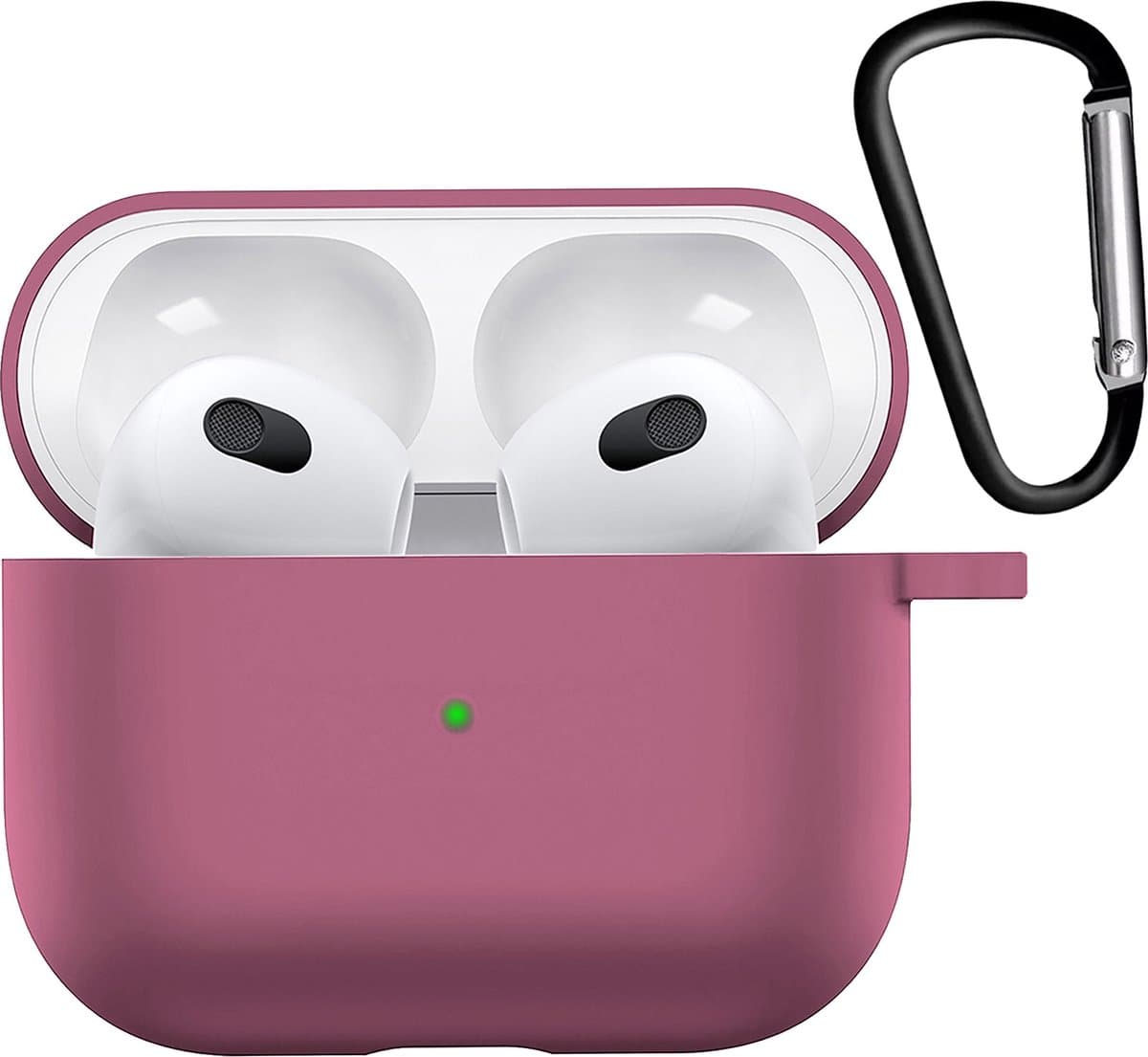 Hoesje - Geschikt voor Apple AirPods 3 - met Clip - Siliconen Hoes - Silicone Case Cover - Oud Roze — afbeelding 1