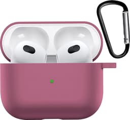 Hoesje - Geschikt voor Apple AirPods 3 - met Clip - Siliconen Hoes - Silicone Case Cover - Oud Roze — thumbnail 1