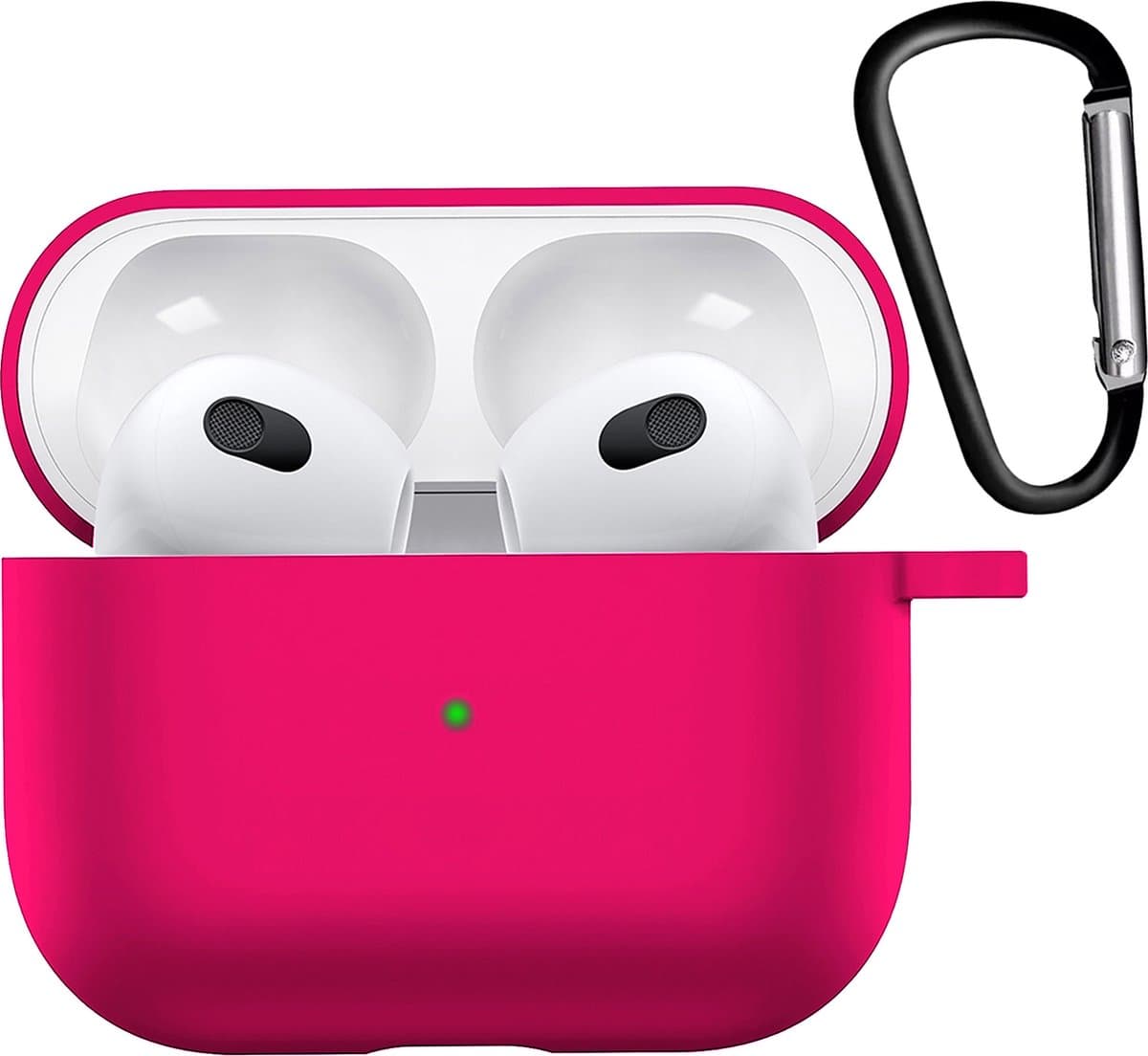 Hoesje - Geschikt voor Apple AirPods 3 - met Clip - Siliconen Hoes - Silicone Case Cover - Donkerroze — afbeelding 1