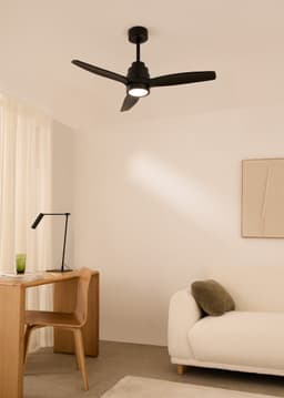 CREATE - Plafondventilator 40W silent 100% hout - Zwart - Ø112cm - Met licht - Afstandsbediening - WIND STYLANCE — thumbnail 4