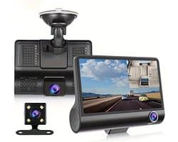 3 Camera Lens 4.0 In Auto DVR Dash Cam HD Dash Camera Dual Lens Video Recorder 1080P Black Box Cycle Dashcam Spiegel(Geen geheugenkaart meegeleverd)