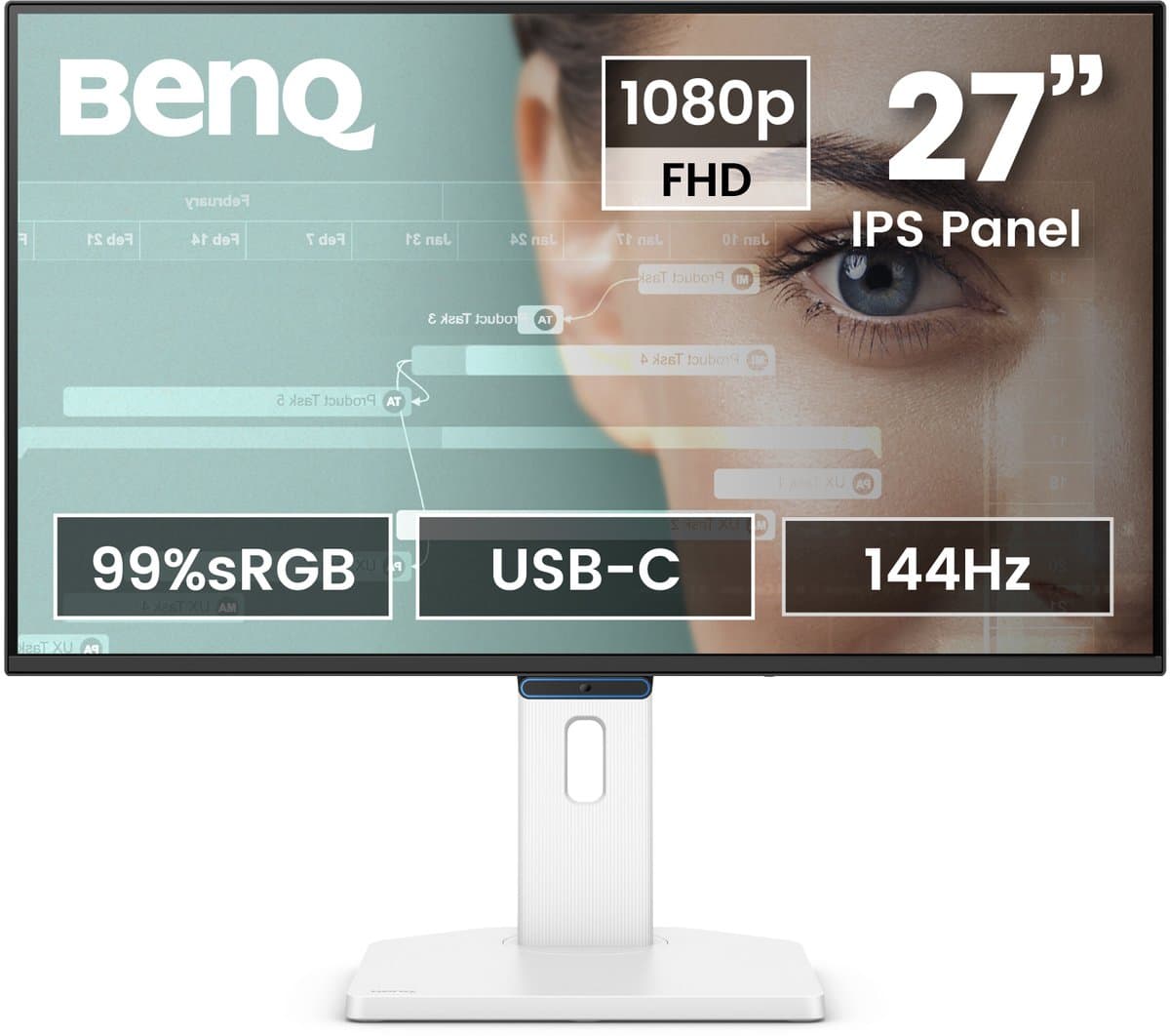 BenQ GW2790TC EyeCare monitor 27 inch - IPS 1080p beeldscherm - FHD - Eye-Care - 144Hz verversingssnelheid - 1 x USB-C - 1 x HDMI - 1 x Display Port - 5 ms - Ergo Design - In hoogte verstelbaar - Native contrast 1500:1 — afbeelding 1