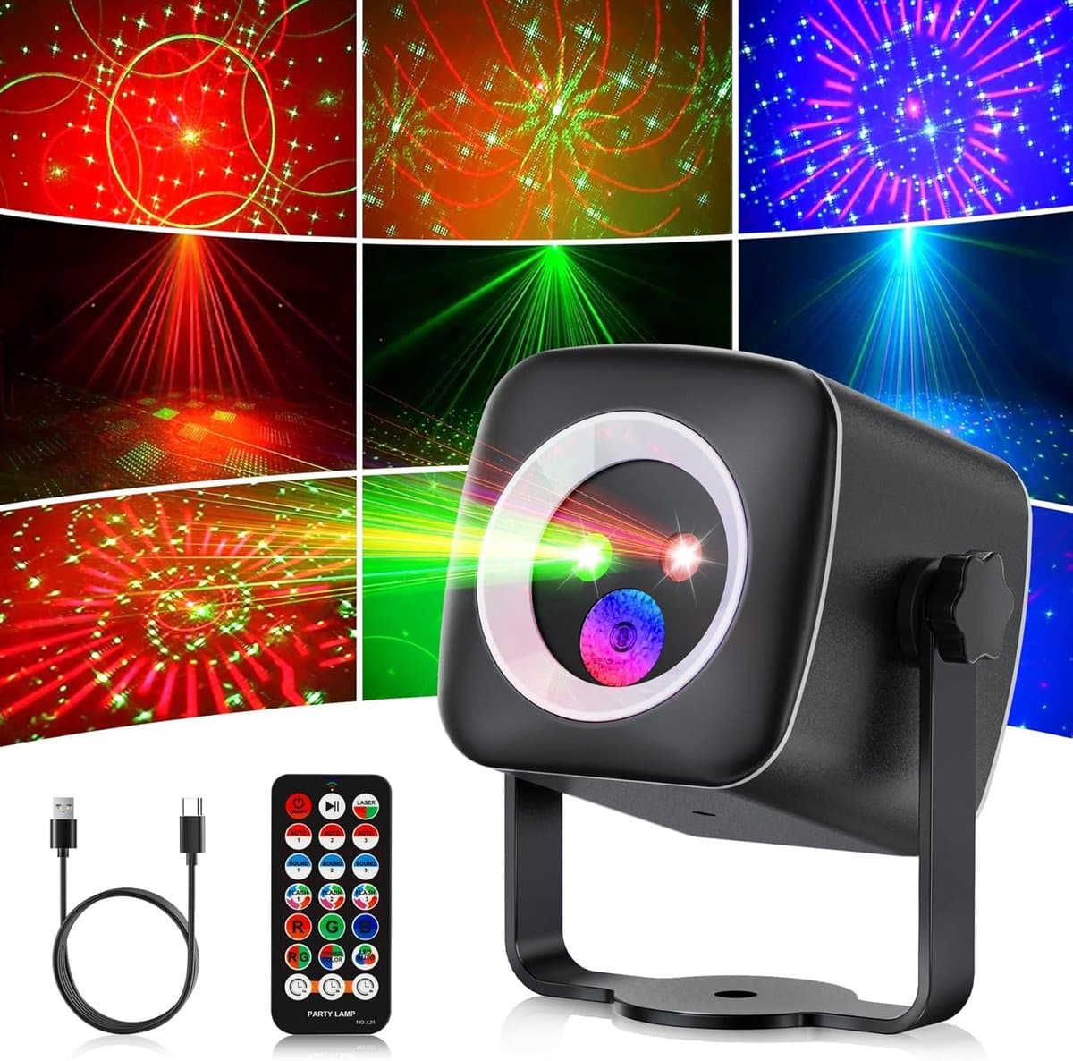 Discobal, muziekgestuurd, discolicht, partylicht, 60 verschillende patronen, stroboscoopeffect, partylicht met afstandsbediening en 2 m USB-kabel voor familie, feesten, clubs, verjaardagen，Kerstmis — afbeelding 1
