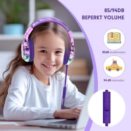 StayPowered Kinderkoptelefoon - Veilig & Comfortabel Luisteren - Volumebegrenzing 85/94 dB - Verstelbaar & Opvouwbaar - Zachte Over-Ear Kussens - Ingebouwde Microfoon - 3.5 mm Aansluiting - Paars/Blauw - Levering Sneller dan Aangegeven! — thumbnail 3