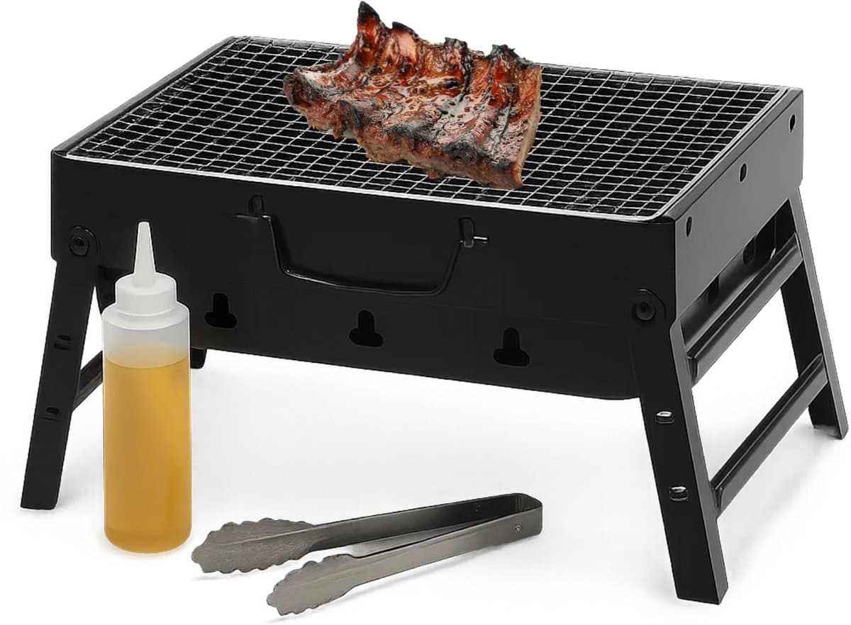 Lomera Opvouwbare Barbecue - Draagbare Houtskool Grill - Inklapbaar Model - Strand Barbecue - Park Barbecue - Balkon Barbecue - Gepoedercoat Staal - Compact En Lichtgewicht Formaat - Mini Grill - Reis Barbecue - Outdoor Grill — afbeelding 1