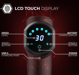 ENOA M8 PRO – Spiermassagepistool – Professionele Percussie Massager – 30 Snelheden – 6 Opzetstukken – LCD Touchscreen – Stille Werking – Inclusief Reistas — thumbnail 4