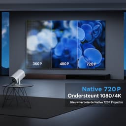 Mini Beamer - Draagbare Projector - 4K Decoder - 720P HD - Smart Projector - WiFi 6 - Bluetooth 5.0 - Home Cinema - Buitenbioscoop - Rotatie 180° - Auto Keystone - Stil Geluid - Compact - HDMI - USB - Voor Smartphone & Laptop — thumbnail 5