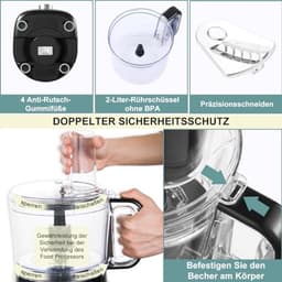 Multifunctionele Keukenmachine met 800 W - Hakmolen, Kneedmachine en Meer — thumbnail 5