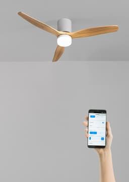 CREATE - Stille plafondventilator 40W Ø132cm 100% hout met aanpasbare gipsen behuizing - Met licht - WIFI + Afstandsbediening - WIND CALM CONCRETE — thumbnail 2