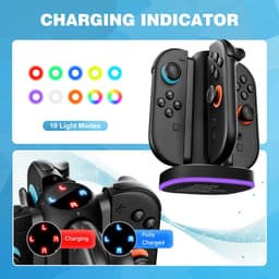YONO Oplaadstation geschikt voor Nintendo Switch 2 Joy-Con - 4 Controllers - Oplader Dock - Quad Charger - Zwart — thumbnail 2