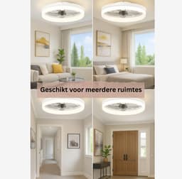Lichtendirect- Plafondventilator met verlichting - Wit- Smart Lamp - 6 Standen Ventilator – Plafonniere lamp - Woonkamerlamp - Dimbaar -Afstandsbediening- APP functie- Zwart — thumbnail 5