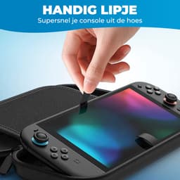 Opberghoes geschikt voor Nintendo Switch 2 - Hard Case - Beschermhoes - Ruimte voor 24 Games - Ritsvak & Schermprotectie - Opbergtas - Zwart — thumbnail 4
