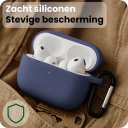 Case - Geschikt voor Apple Airpods Pro 3 - Siliconen Hoes met Clip - Silicone Hoesje Cover - Grijsblauw — thumbnail 4