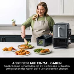Dubbele Lade XL Airfryer met 9,5L Capaciteit en 4 Kookniveaus voor 8 Porties — thumbnail 2