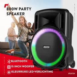 Speaker Bluetooth - Fenton FT15LED MK2 karaoke box met LED’s, accu en microfoon - Voor huisfeesten — thumbnail 2