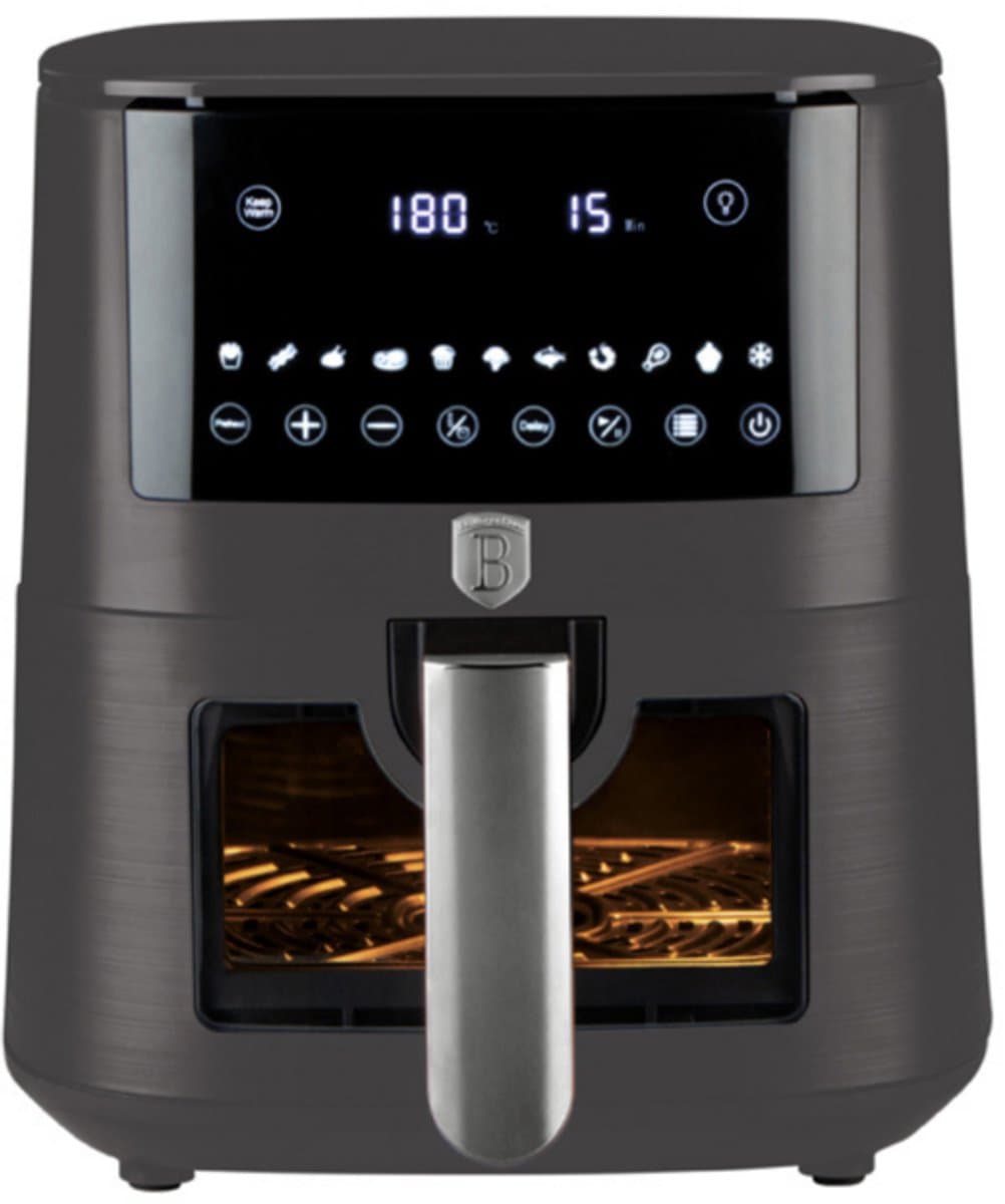 BerlingerHaus Airfryer XXXL Mat Antraciet - met Kijkvenster - 8 Liter - 1650W — afbeelding 1