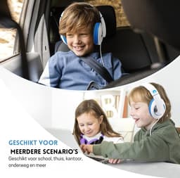 StayPowered Kinderkoptelefoon - Perfect Geluid & Ultiem Comfort - Verstelbaar - HD Microfoon - Kraakhelder Stereo - Zachte Oorkussens - Duurzame Kabel - 3.5mm Jack - Wit/Blauw - Levering Sneller dan Aangegeven! — thumbnail 4