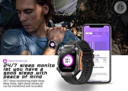 WizBay Premium Select® 2.0 inch HD TFT - Kompas, Altitude & Barometer, Meter - Bluetooth Bellen - Message - Dynamic Hartslag & Slaap Monitor - Bloeddruk & O2 - 100+ Sport Modi - 650mAh - Magnetic Laden - Zink Alloy Mat Grijze Kast - Zwart TPU Band — thumbnail 3