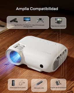 Yoton Y7 Beamer - Native 1080P - 9000 Lumen - 200" Projectie -5G Wifi en Bluetooth - Mini Beamer met Draagtas - Wit — thumbnail 4