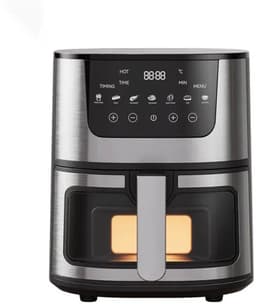 Digitale Airfryer - PFAS vrij - Groot 7 Liter - Digital screen - Inclusief in hoogte verstelbaar Grillrack - Elektrische friteuse - LED-aanraakbediening - Slimme multifunctionele heteluchtoven - 1400W - Heteluchtfriteuse - Zwart — thumbnail 1