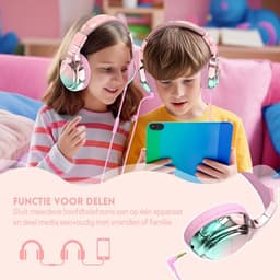 StayPowered Kinderkoptelefoon - Veilig & Comfortabel Luisteren - Volumebegrenzing 85/94 dB - Verstelbaar & Opvouwbaar - Zachte Over-Ear Kussens - Ingebouwde Microfoon - 3.5 mm Aansluiting - Roze/Blauw - Levering Sneller dan Aangegeven! — thumbnail 2