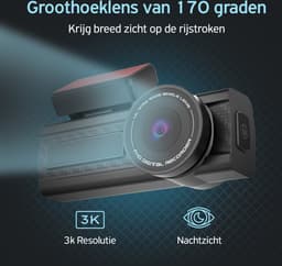 Norrmalm® Dashcam voor auto - 3K - GPS - Wifi - App (iOS, Android) - 64GB SD-Kart - G-sensor - Loop recording - Zwart — thumbnail 5