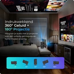 Proun Mini Beamer - met Projectiescherm 120 inch (266 cm) - 4K Beeldkwaliteit - Android 11.0 - Projector Scherm - WIFI 6 & Bluetooth 5.2 - 800 ANSI Lumen- FULL HD - Home Cinema - Beamerscherm — thumbnail 4