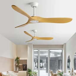Bovista Plafondventilator - Met Verlichting - Plafond Ventilator - Met Lamp - Plafonniere Met Ventilator - Zwart/Hout - 150cm — thumbnail 2