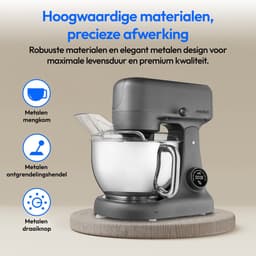 MEDION keukenmachine met vleesmolen (800 watt, gelijkstroommotor, roestvrijstalen kom van 4,6 liter, energiebesparend, zeer stil, digitaal sensor-touchdisplay, MD12600) Titanium — thumbnail 3