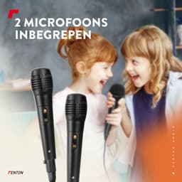 Karaoke set met 2 microfoons - Fenton KAR55P - Met discobol en Bluetooth - Voor kinderen - Roze — thumbnail 2
