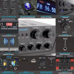 Pyle Bluetooth Versterker - Karaoke Draadloze Audioversterker - 4-Kanaals Stereo Audio Thuisbioscoop Luidspreker - Geluid Vermogensontvanger met AUX IN, FM, RCA - Subwoofer Luidsprekers — thumbnail 5