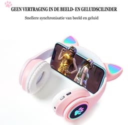 KINSI Bluetooth Gaming Headset - Stylish Kat Oor Design met LED - Verlichting! Perfect voor Meisjes, Compatibel met Alle Apparaten (Tablet / Computer / Telefoon) — thumbnail 3