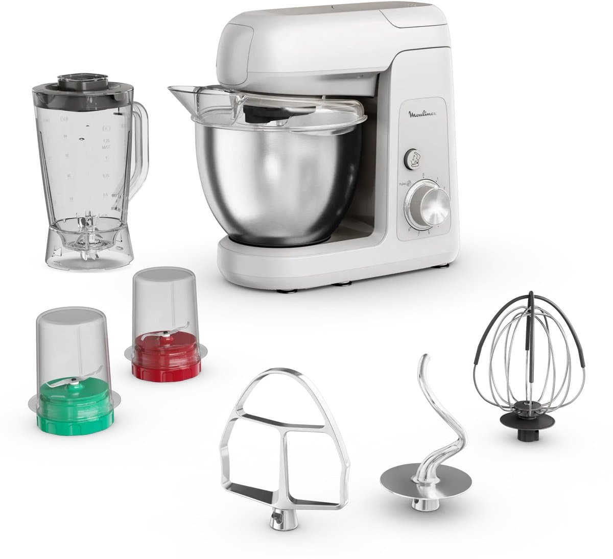 Moulinex Bake Partner QA523B10 keukenmachine 1100 W 4,6 l Roestvrijstaal, Wit — afbeelding 1