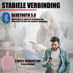 Draadloze Bluetooth Mini Speaker met Koord - IPX5 Waterbestendig - Roze Goud — thumbnail 3
