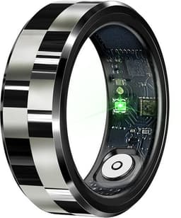 WizBay Premium Select® Smart Ring Zwart Zilver - Hartslag, Slaap, Bloeddruk, Zuurstof - Multi Sport Modi - Oplaadcase - Maat 8 — thumbnail 1