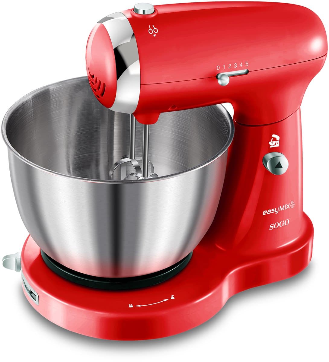 SOGO Keukenmachine - Keukenmixer met RVS Mengkom (3.2L) - Retro Design - Rood — afbeelding 1