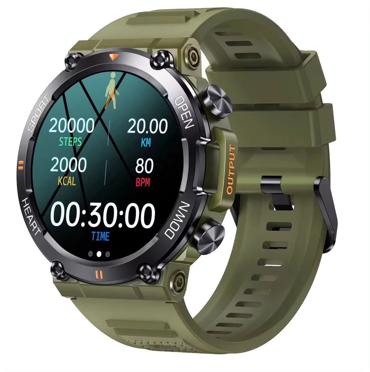 Smartwatch, KH-56-GROEN, Smartwatch Dames en Heren, Horloge, Smartwatch Bluetooth, Sporthorloge, Horloge Heren en Dames, Activity Tracker, Smartwatch Android, IPS Scherm, IP67 WATERDICHT, 30 Dagen Standby, Smartwatches geschikt voor IOS, Android — afbeelding 1