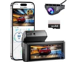 Dual Dashcam - Dashcam Voor Auto 4k - Voor en Achter Camera incl. 64GB SD-kaart – Auto Camera Met Parkeermodus - G-Sensor - App Bediening - Nachtzicht